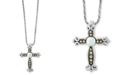 EFFY Collection EFFY&reg; Cultured Freshwater Pearl (6mm) Cross 18" Pendant Necklace in Sterling Silver & 18k Gold